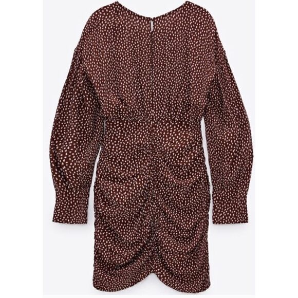 NWT Zara Draped Printed Mini Dress, Size XS - Picture 7 of 11